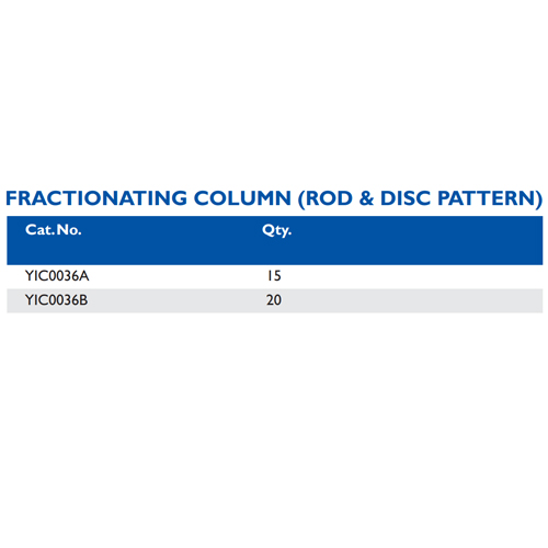 Size chart – Fractionating Column (rod & Disc Pattern)