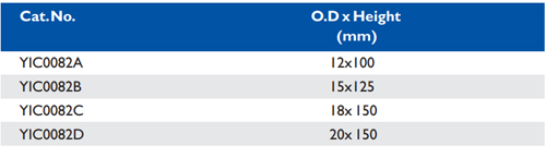Size chart – Absorption U-tube (side Arm)