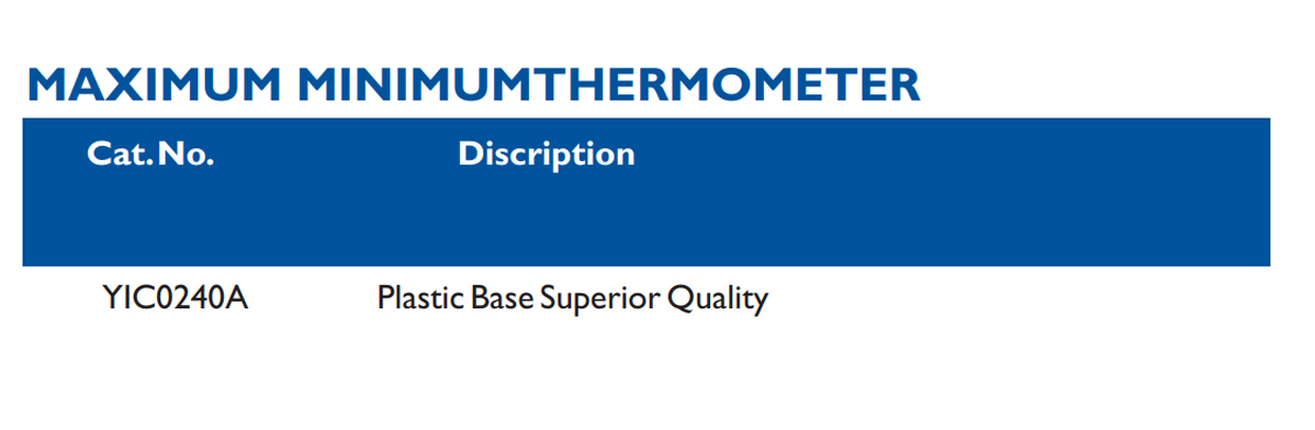 Size chart – Maximum Minimumthermometer