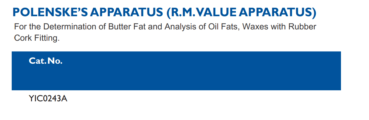 Size chart – Polenske’s Apparatus (r.m.value Apparatus)