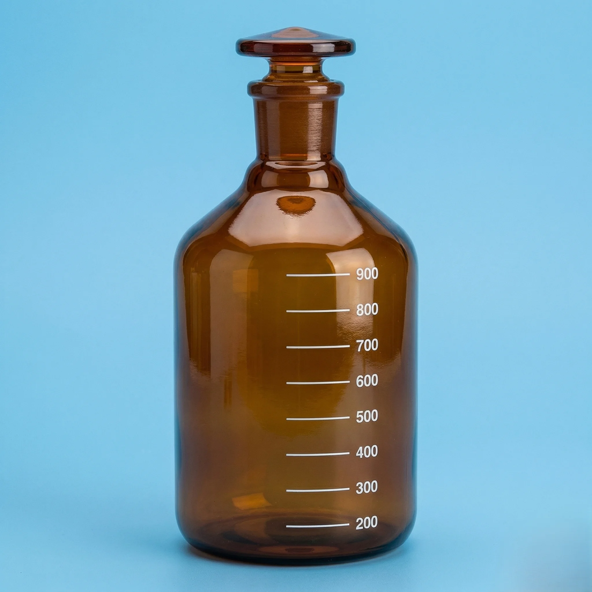 Reagent Bottles - Graduated With Solid Glass  Stopper, Amber